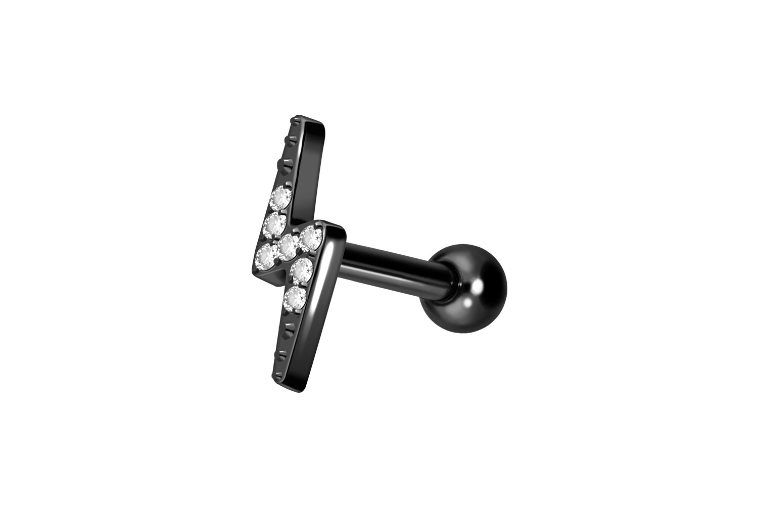 Titan Ohrpiercing BLITZ + EINGEFASSTE KRISTALLE